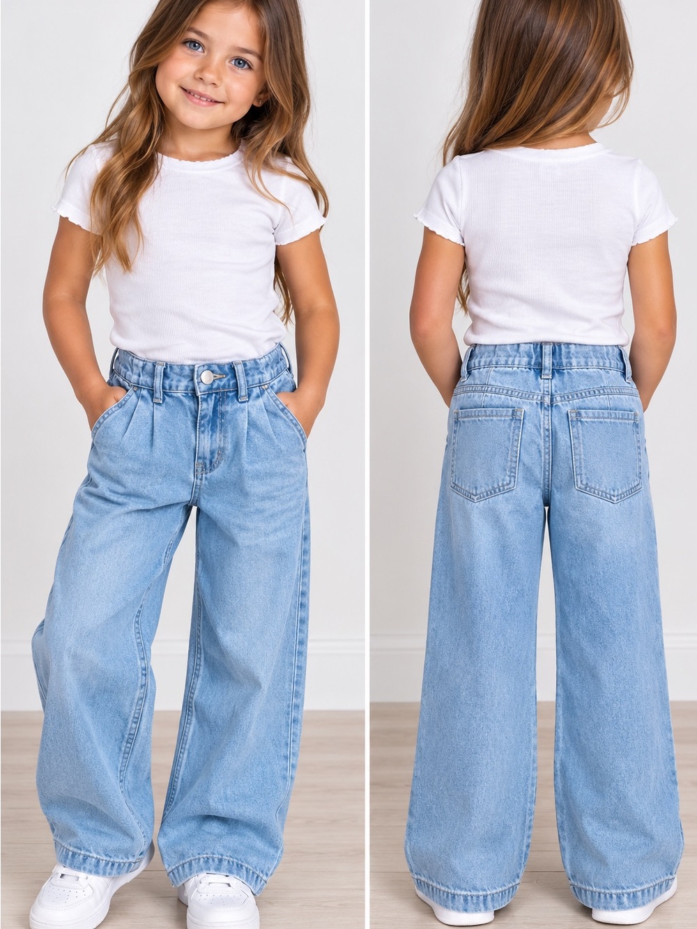 Cat & Jack Light Blue Wide Leg Kids Jeans.